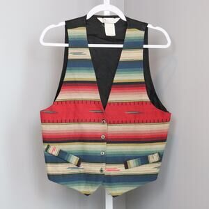 Vintage Melrose Southwestern Stripe Vest‎ | Size 10 | Western Aztec Button Front